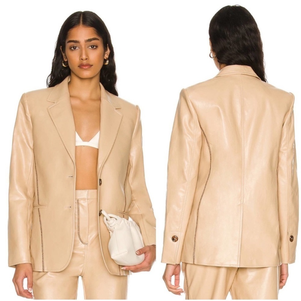 L'Academie Leena Blazer Faux Leather in Beige